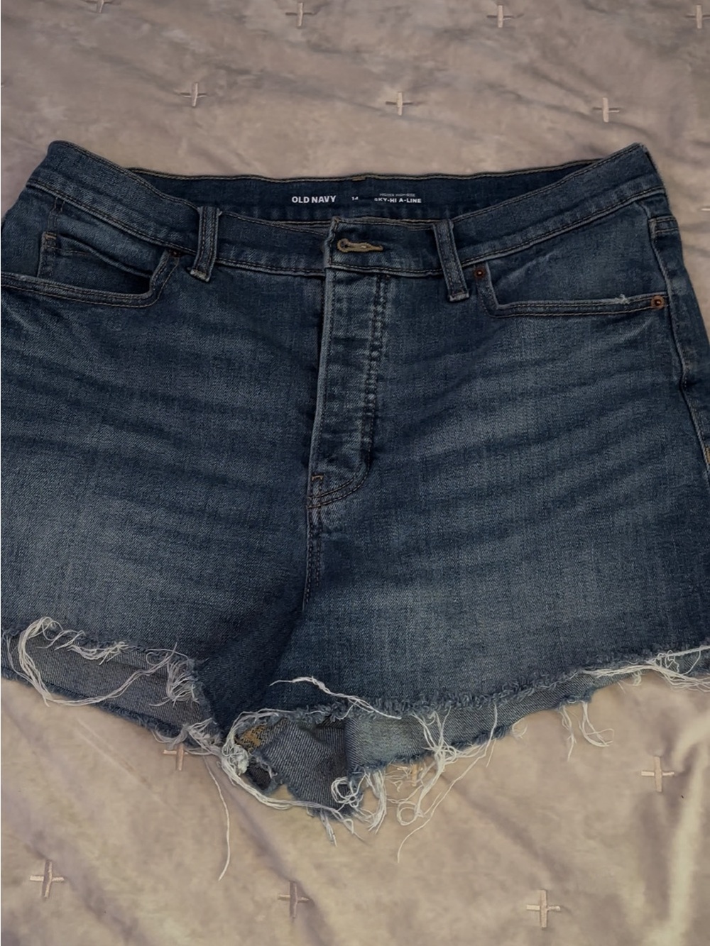 Old Navy Dark Blue Distressed Jean Shorts